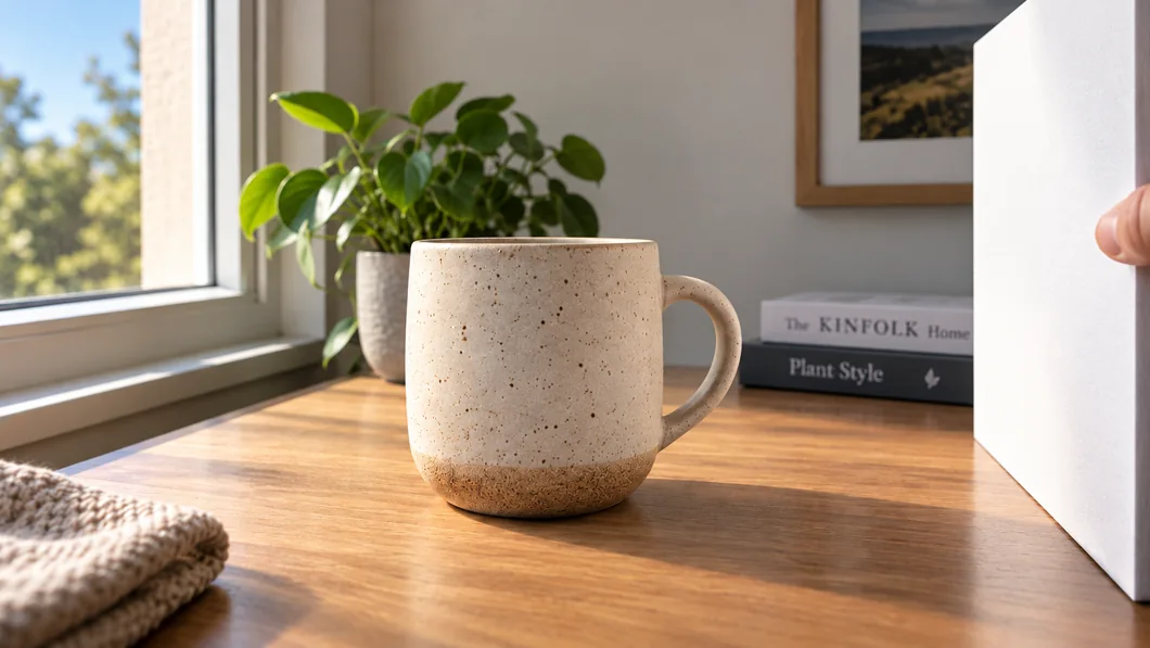 Après : un carton blanc à droite de la tasse renvoie la lumière sur le côté sombre.